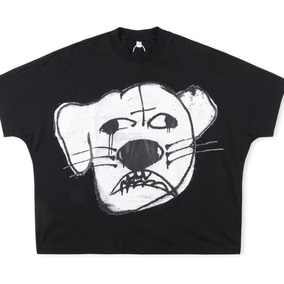 Billionaire Studios Edgy Monochrome Cat Face T Shirt